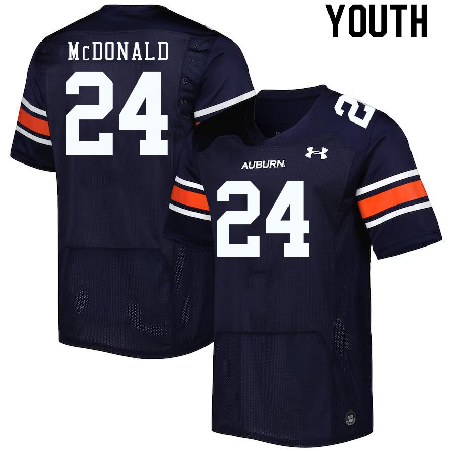 Youth Auburn Tigers #24 Craig McDonald Navy 2023 College Stitched Football Jersey